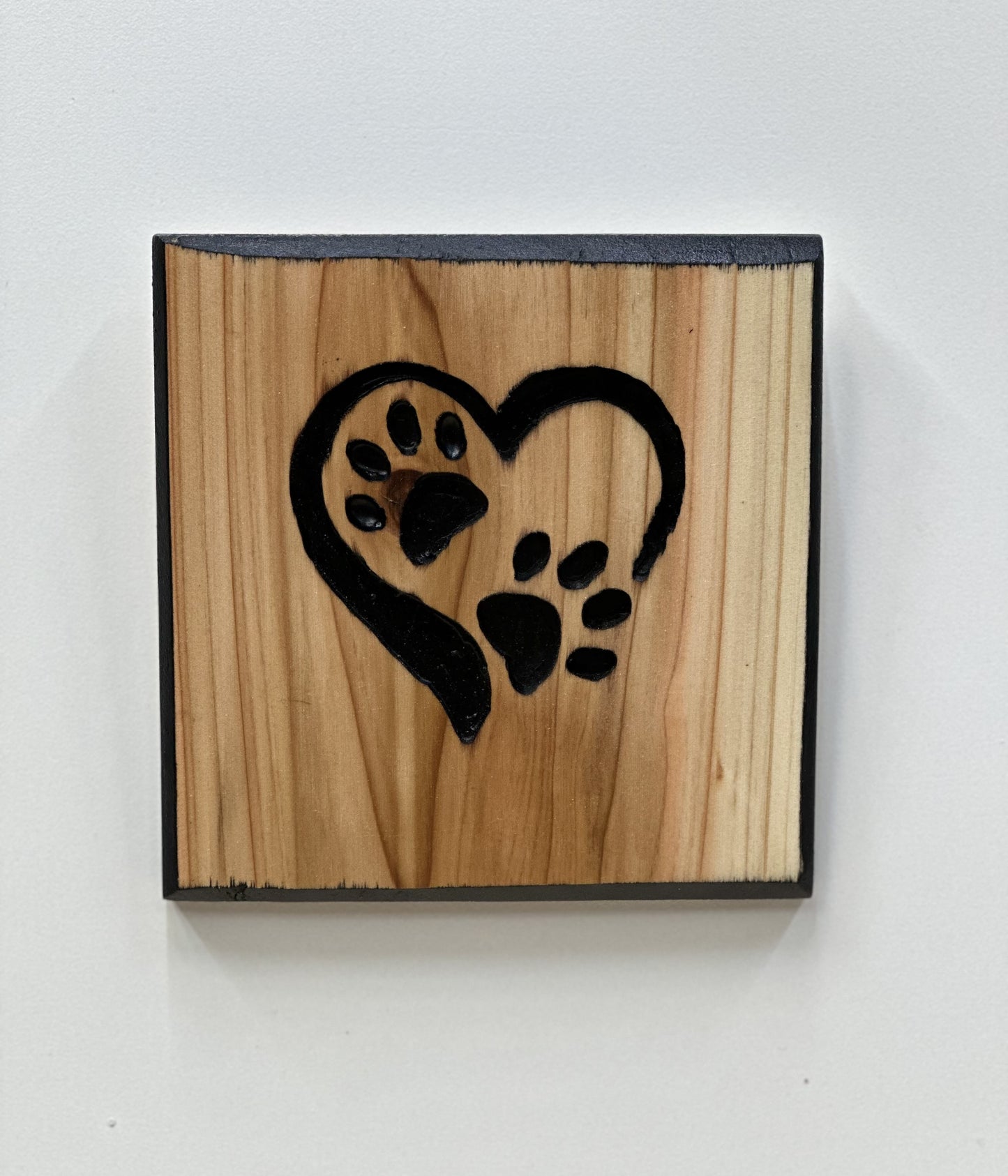 Heart & Paws Hand Carved Wooden Sign