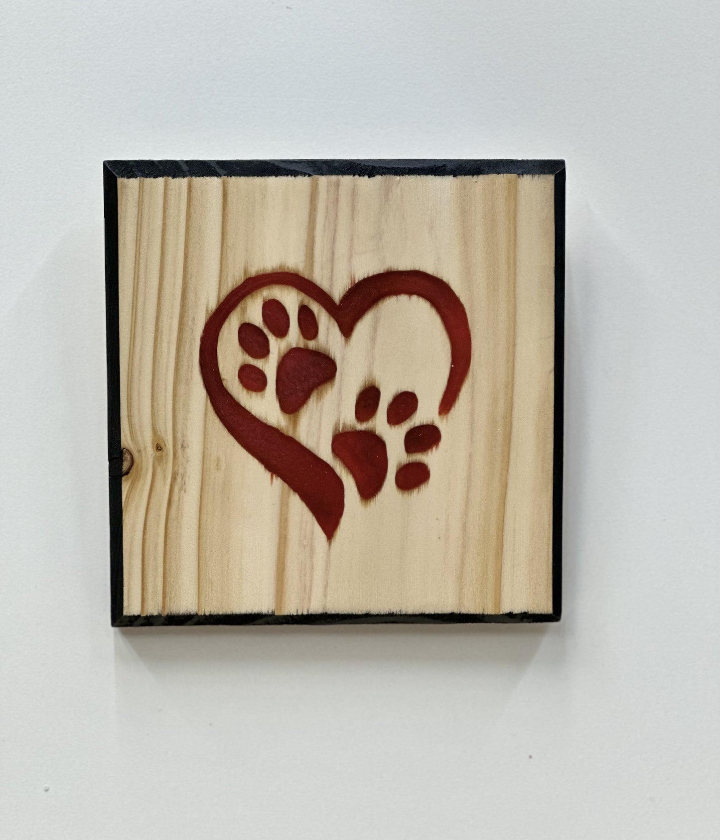 Heart & Paws Hand Carved Wooden Sign