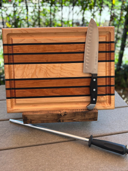 Highway #34 Cherry & Maple Cutting Board with Black Wenge Accents