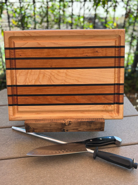Highway #34 Cherry & Maple Cutting Board with Black Wenge Accents