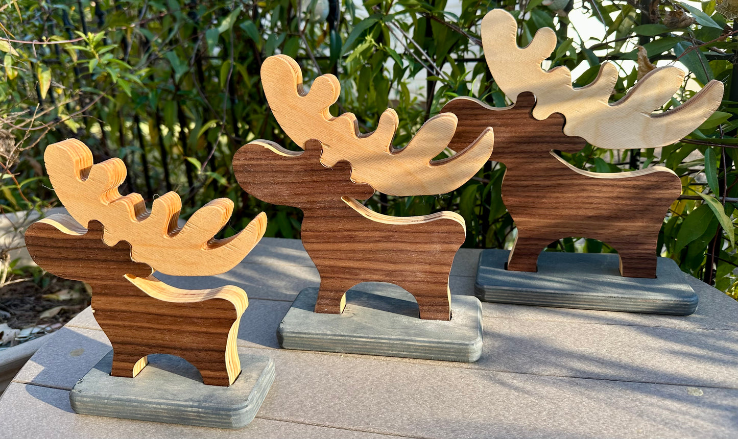 Table Top Decor Dark Walnut Moose - Large