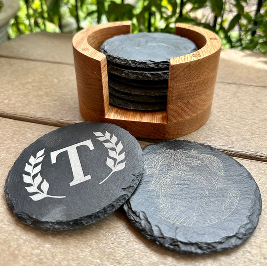 The "David" - Wooden Round Coasters Holder