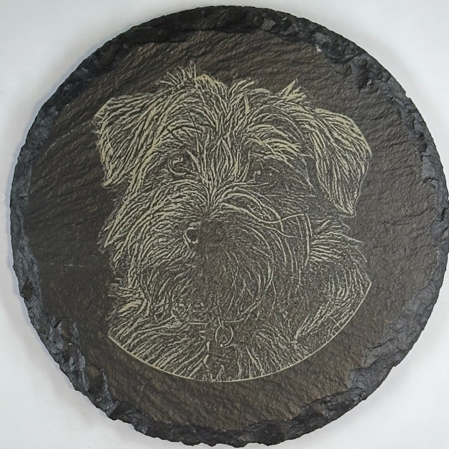 Set of 4 Custom 4" Round Slate Coasters with 1 image & engraving