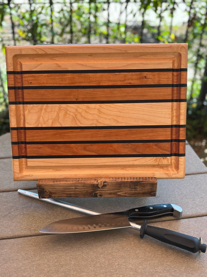 Highway #34 Cherry & Maple Cutting Board with Black Wenge Accents