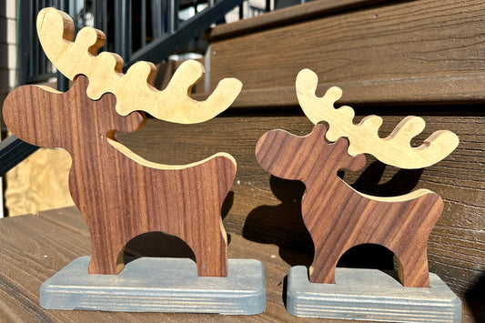 Table Top Decor Dark Walnut Moose Set