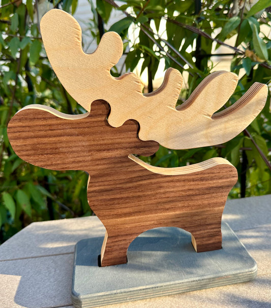 Table Top Decor Dark Walnut Moose - Medium