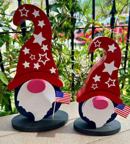 Gnomerica - July Gnome - Handcarved Wooden Gnome