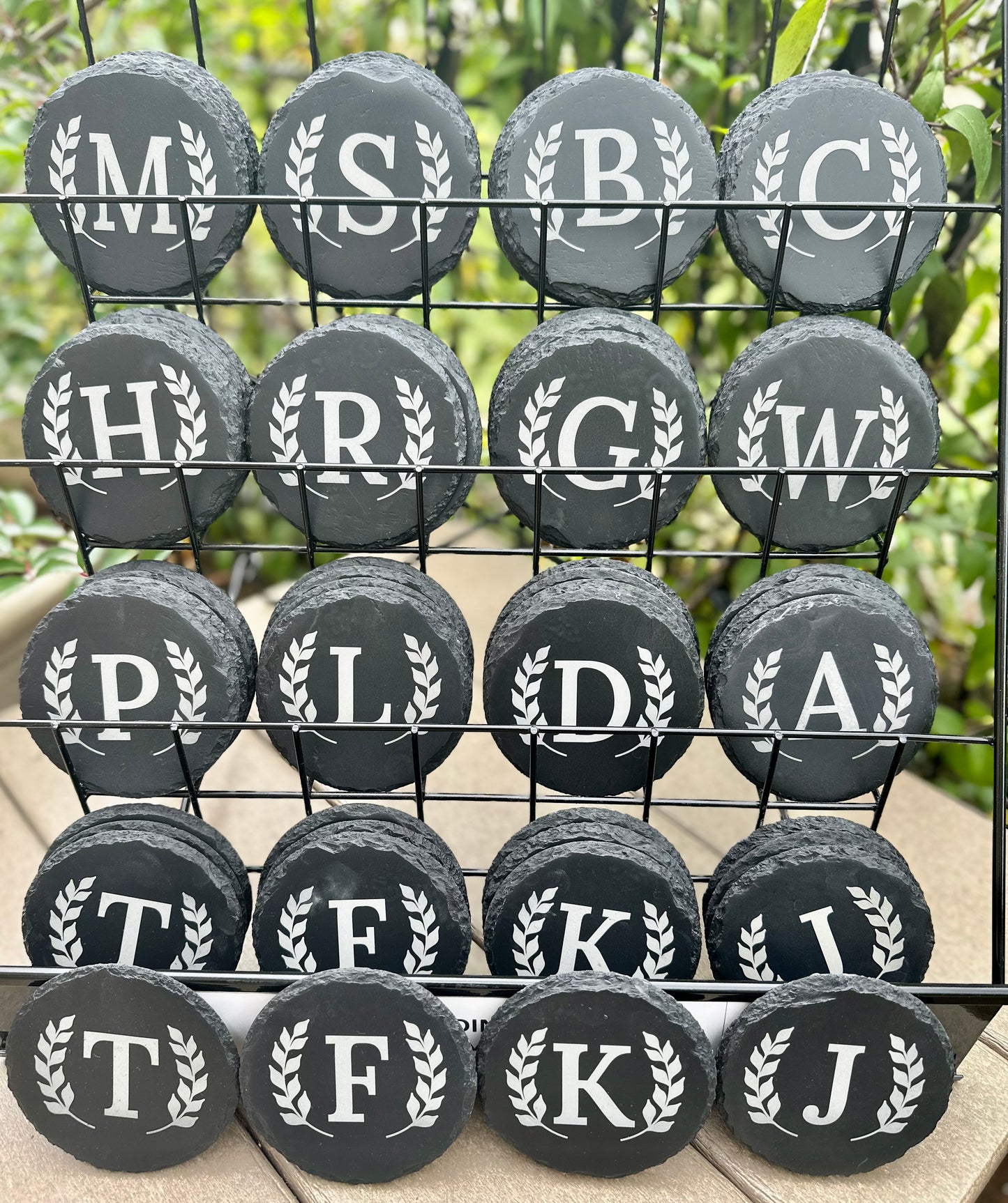 Monogram Letter Set of 4 Slate Coasters