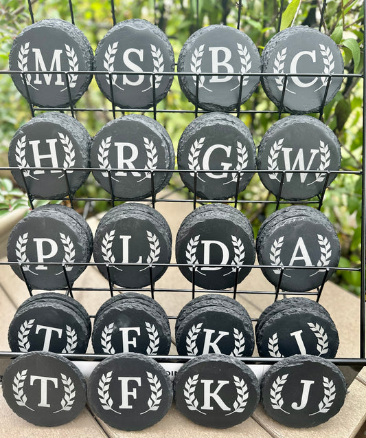 Monogram Letter Set of 4 Slate Coasters