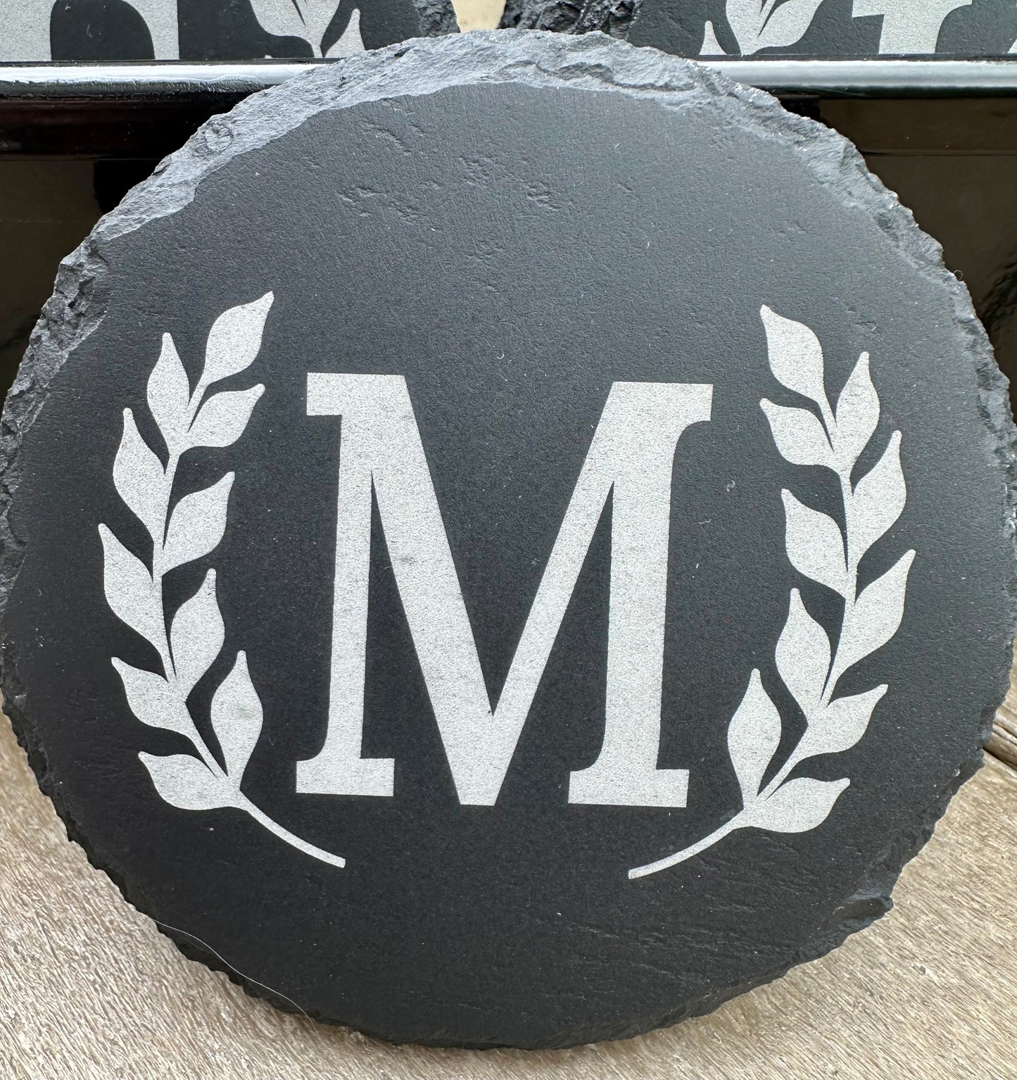 Monogram Letter Set of 4 Slate Coasters