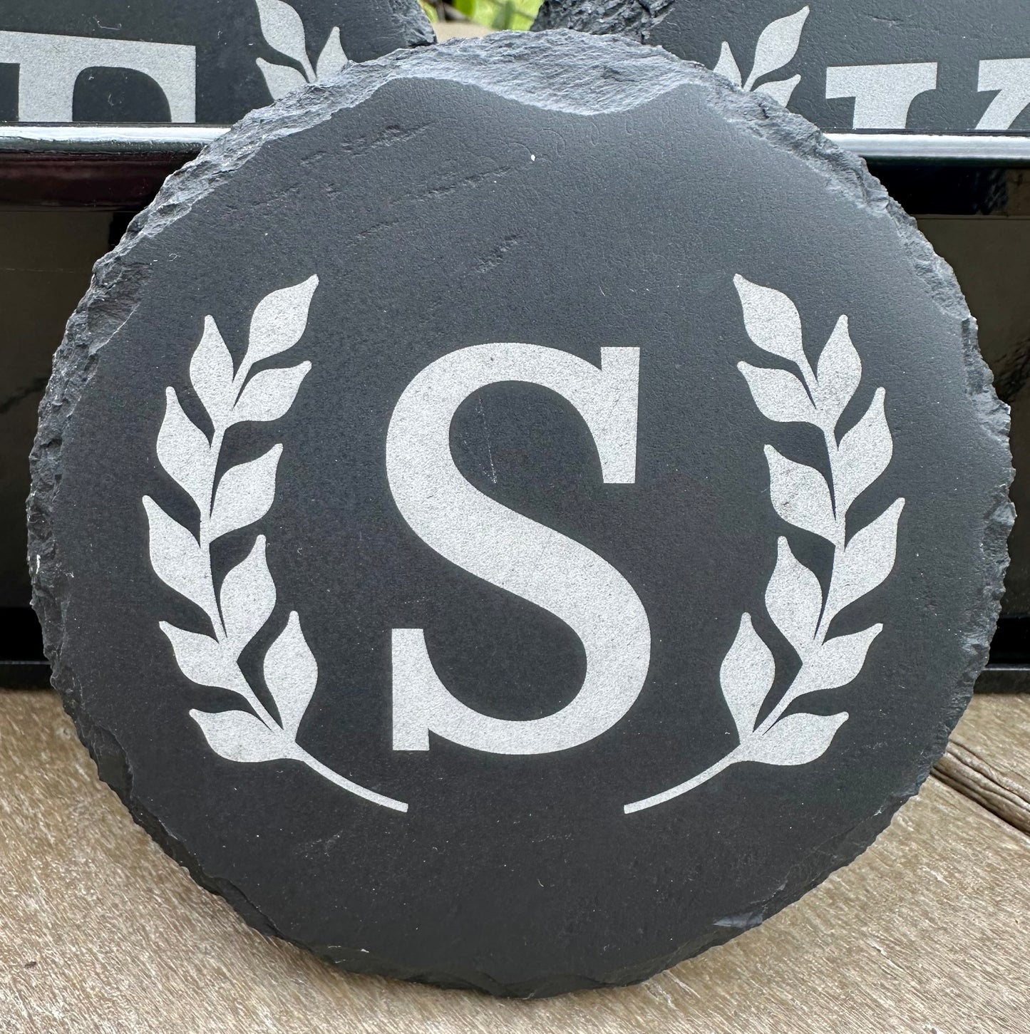 Monogram Letter Set of 4 Slate Coasters