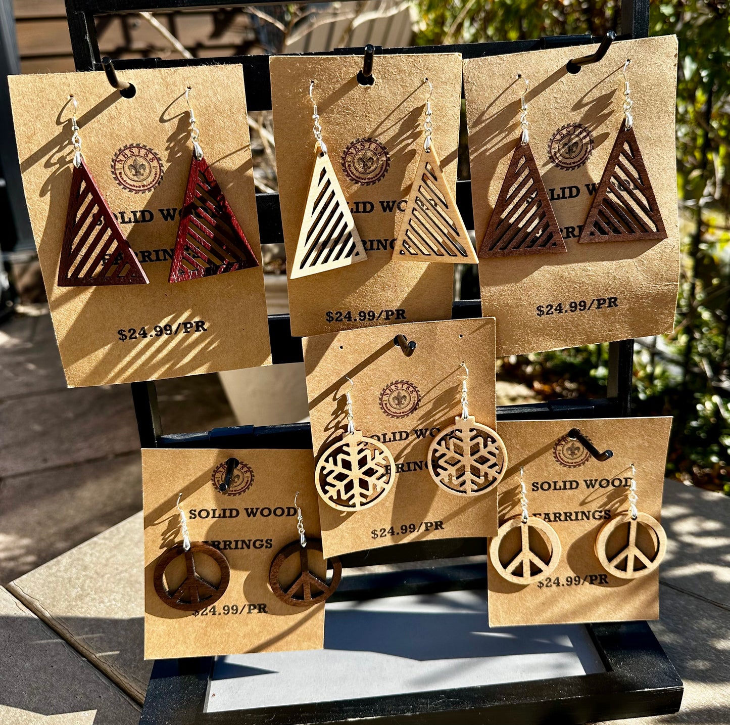 Handmade Solid Wood Statement Earrings
