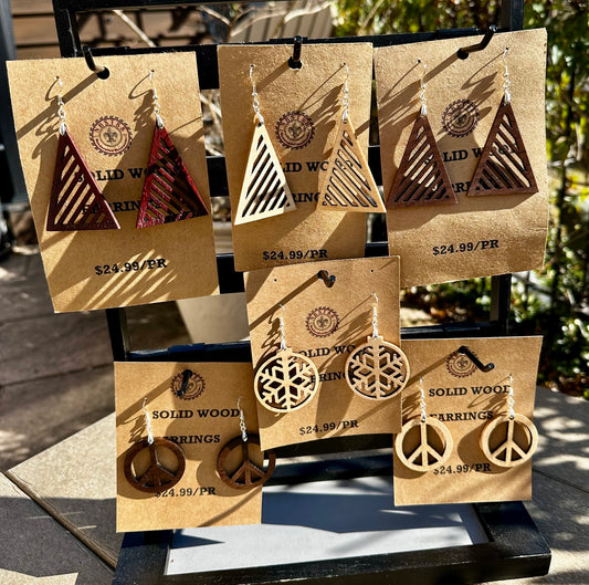 Handmade Solid Wood Statement Earrings